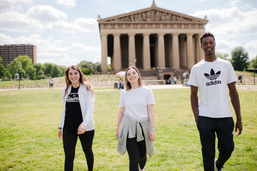 Students at the Parthenon in Nashville, TN