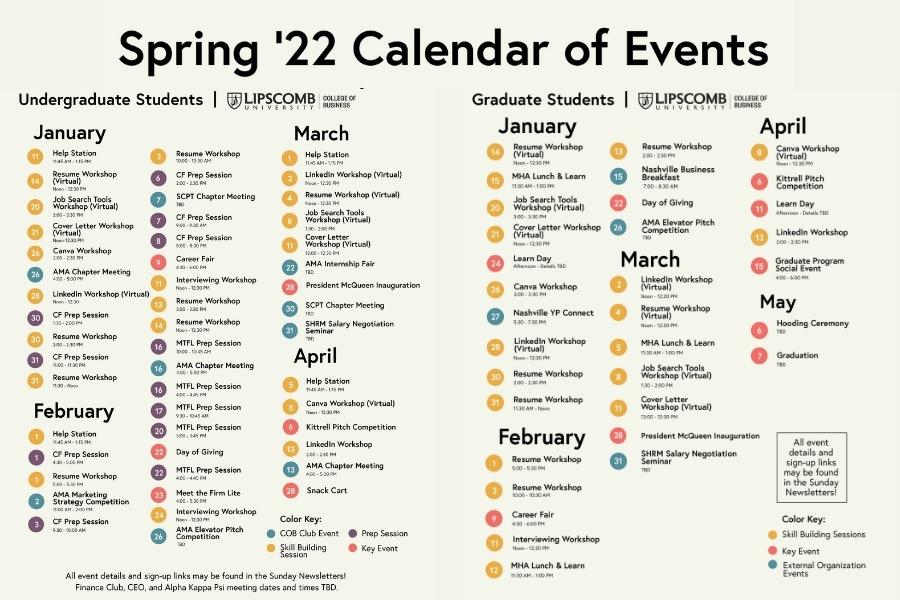 calendar of events for college of business students