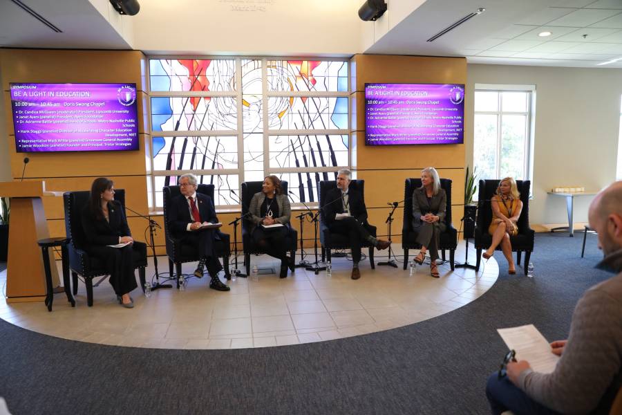 Dr. McQueen and panelists for the panel on how to be a light in education