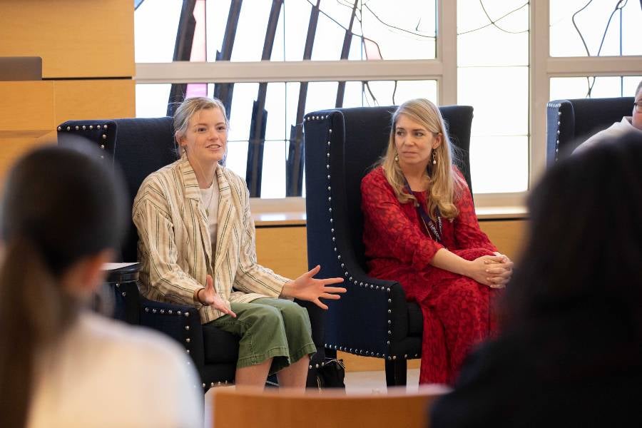 Two women talking