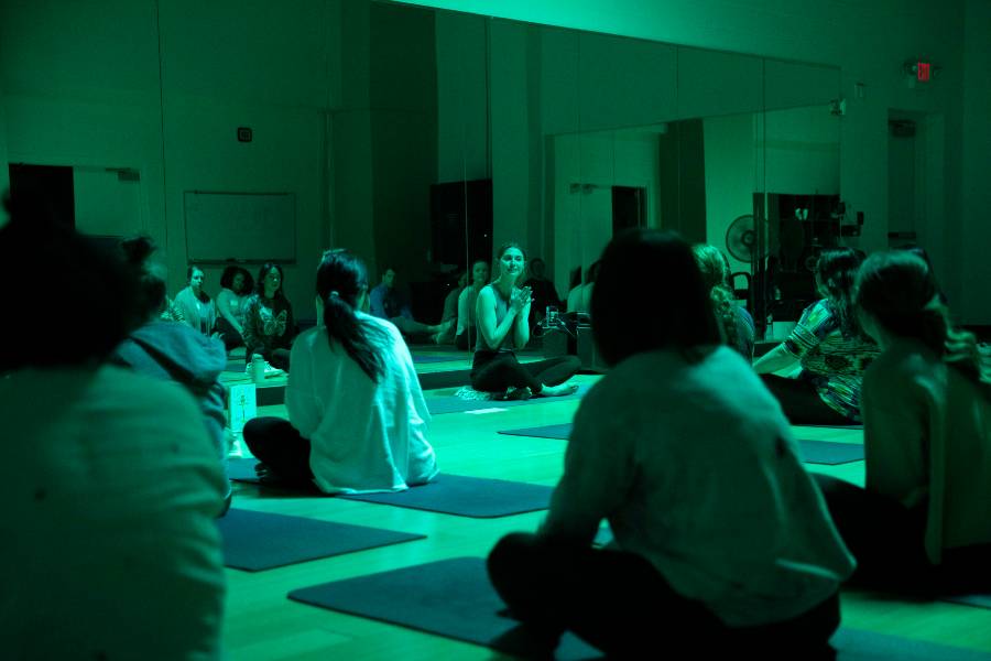 Teachers in yoga session