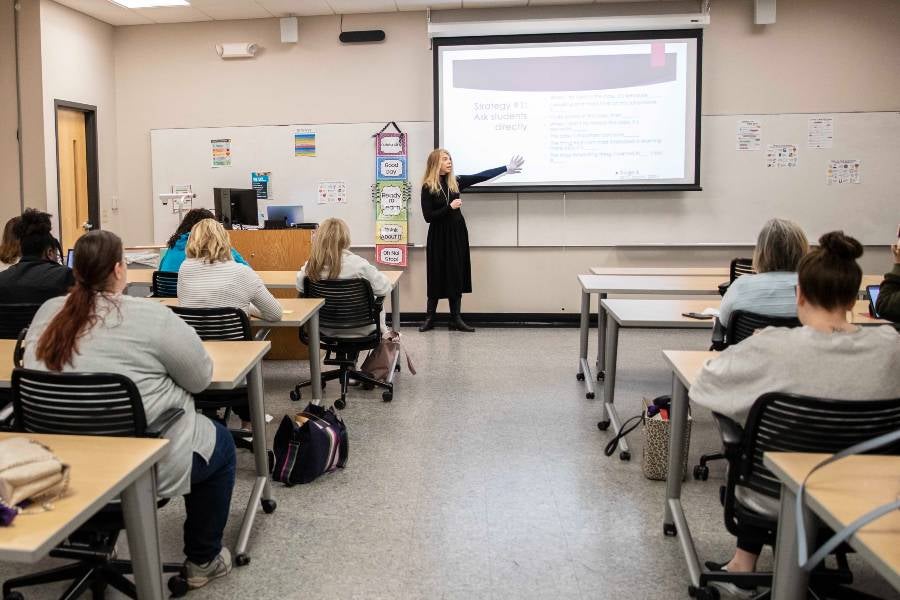 Megan Parker Peters at a recent teacher prep workshop.