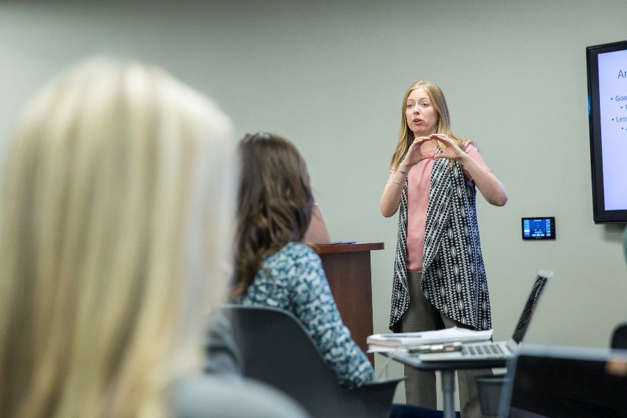 Lindsay Dillingham teaching business students