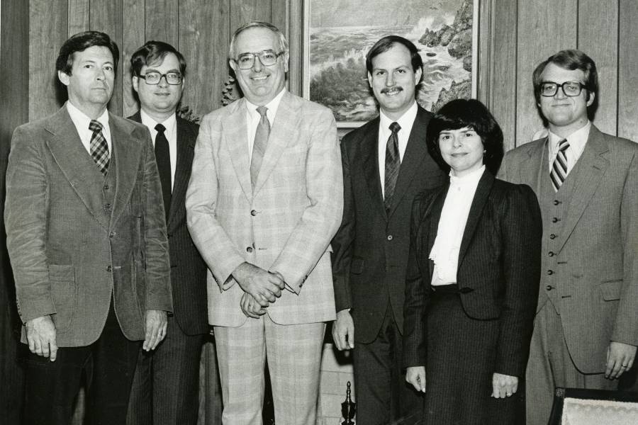 Bledsoe, third from right, in the Department of History and Political Sciences faculty photo from the 1984 Backlog. 