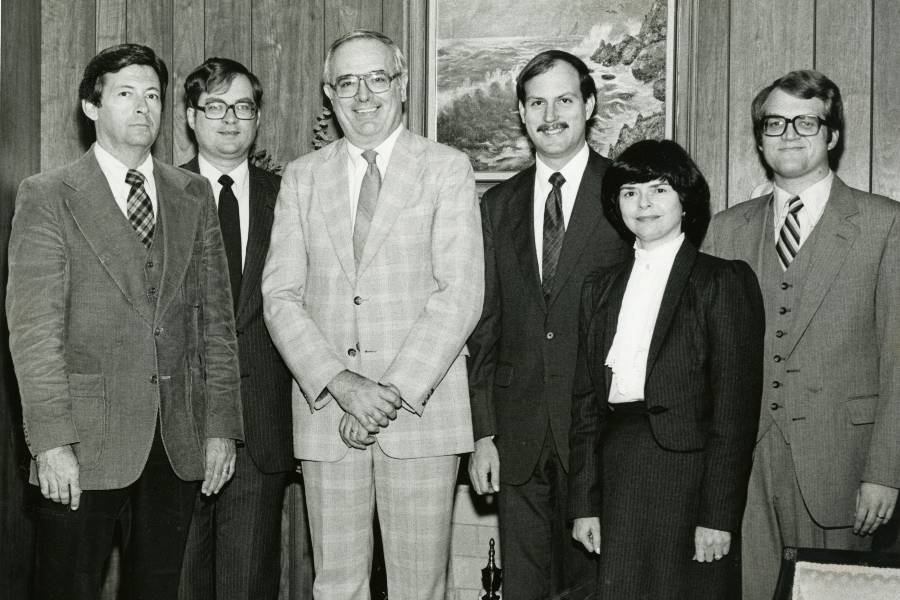Bledsoe, third from right, in the Department of History and Political Sciences faculty photo from the 1984 Backlog.