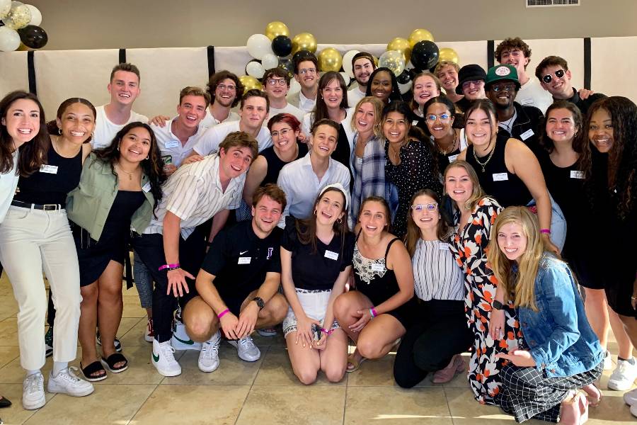 Lipscomb President Candice McQueen with students at QuestWeek activities in August 2021.
