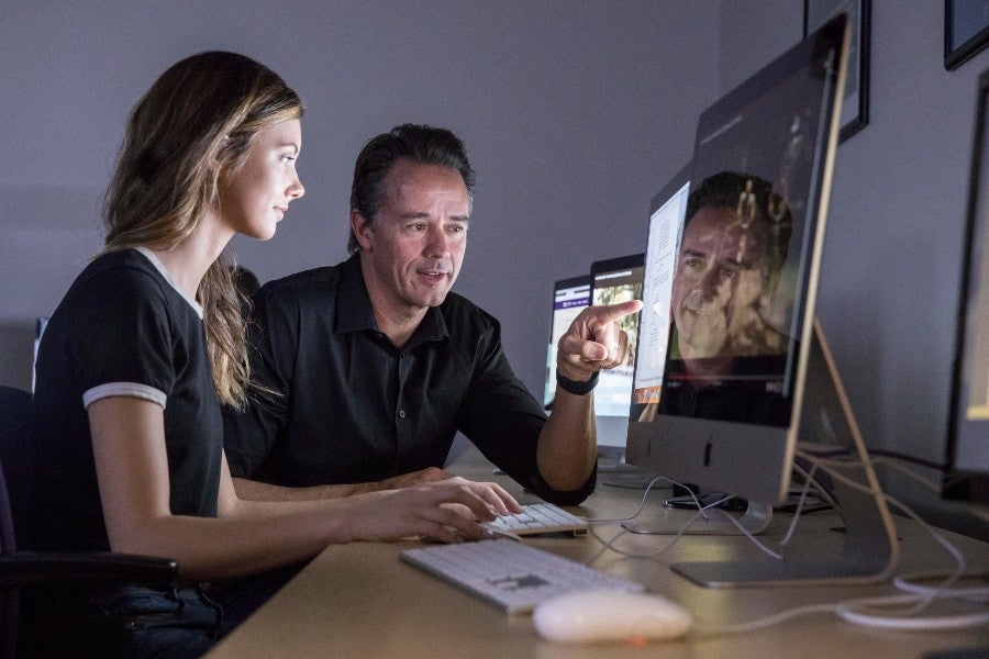 Mike Nawrocki with Student in class