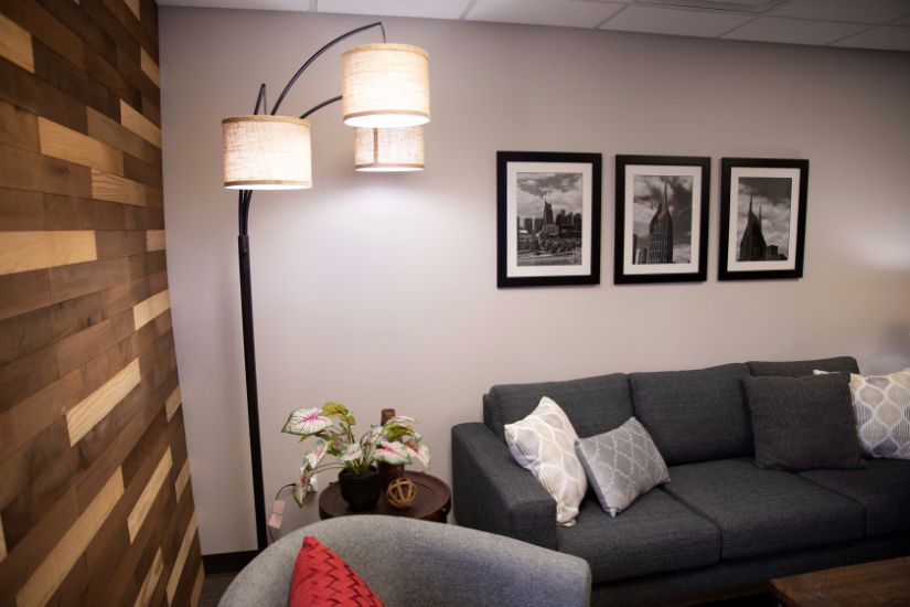 Furniture of the student veteran resource lounge's living area