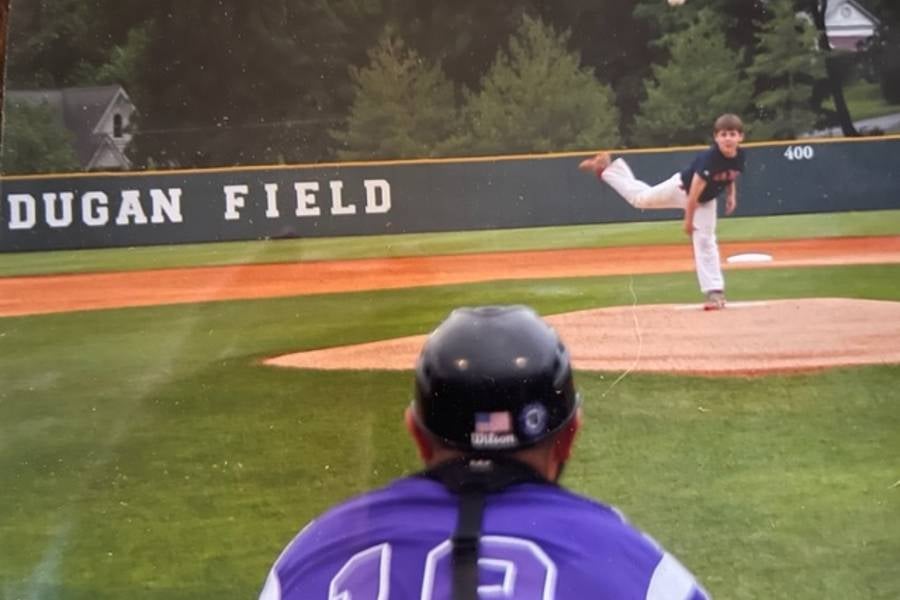Young Will pitching at Dugan Field.
