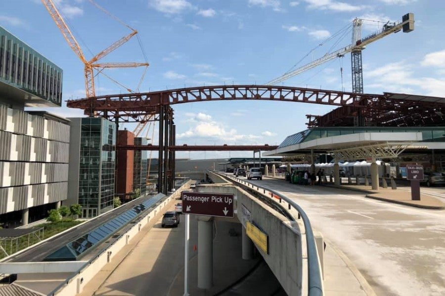 Trusses to hold pedestrian walkway at BNA