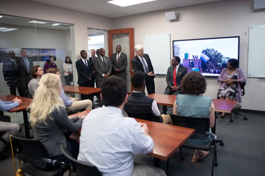 Malawi President speaks with engineering students