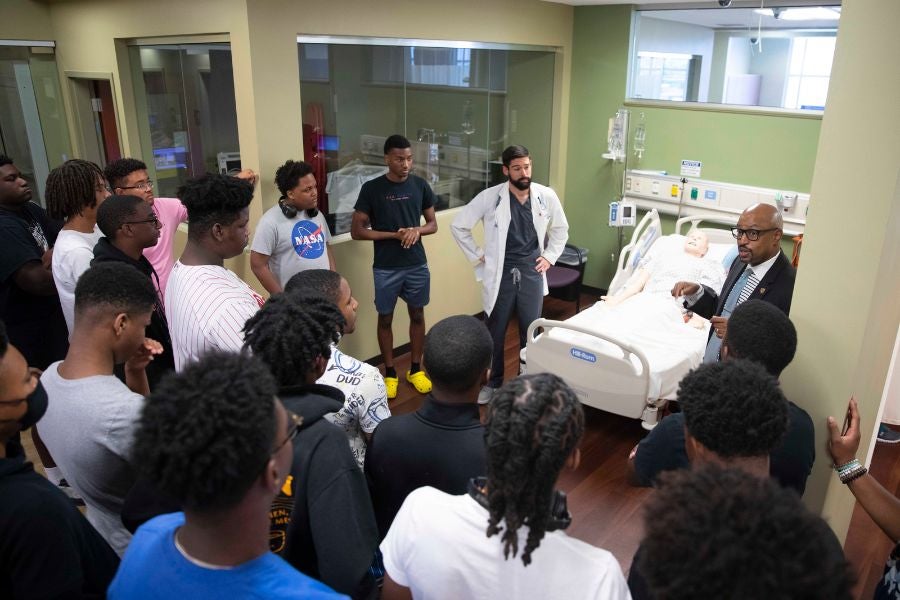 Students learn about hospital simulation 