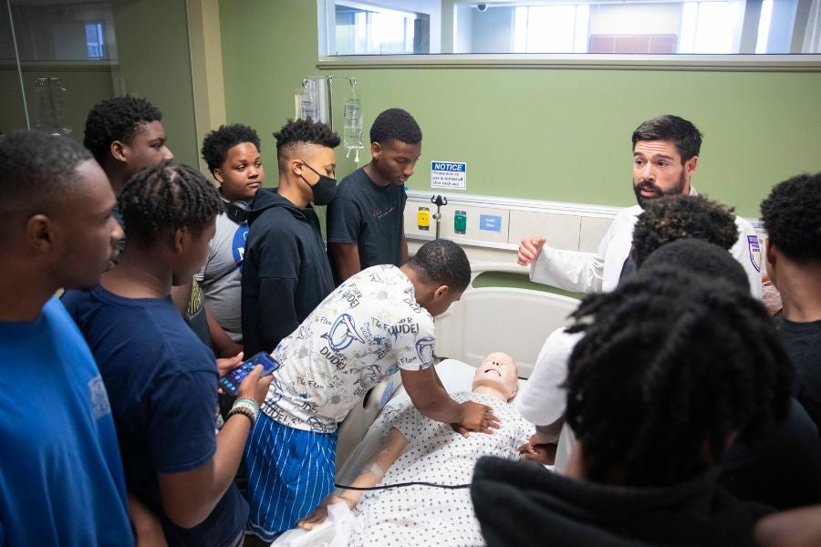 Students learn about hospital simulation