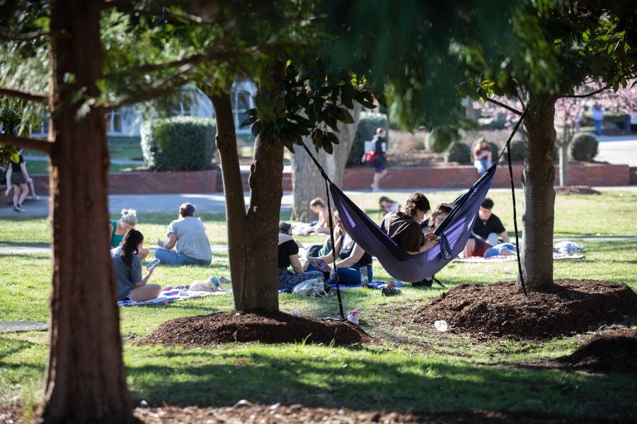 Students enjoying the weather