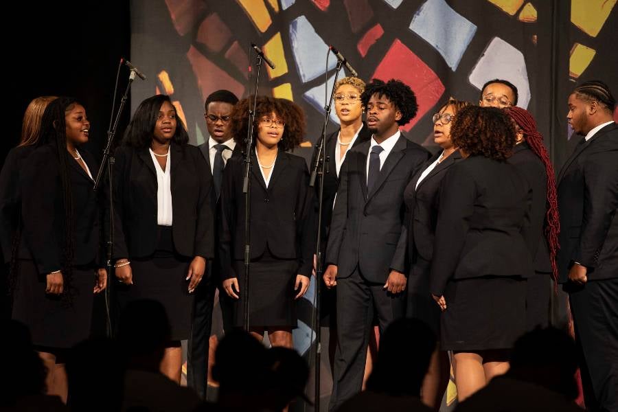 Fisk Jubilee Singers singing in The Gathering. 