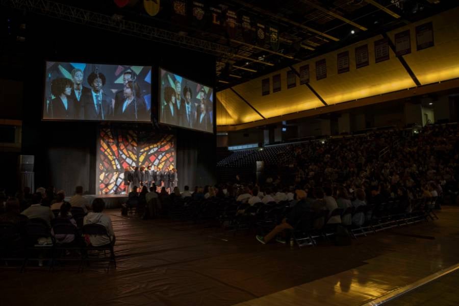 Fisk Jubilee Singers on the stage in Allen Arena for The Gathering. 