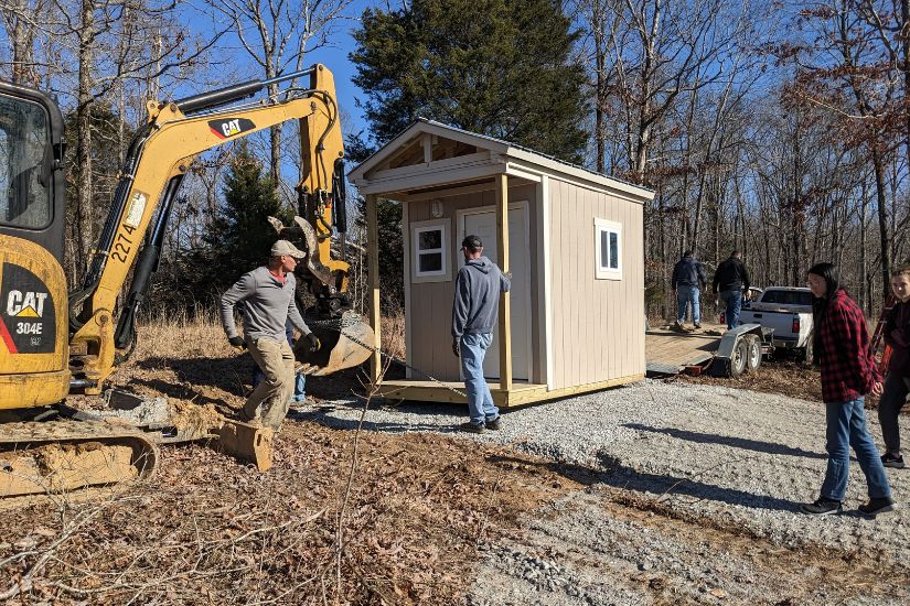 Completed microhome being delivered in Humphreys County