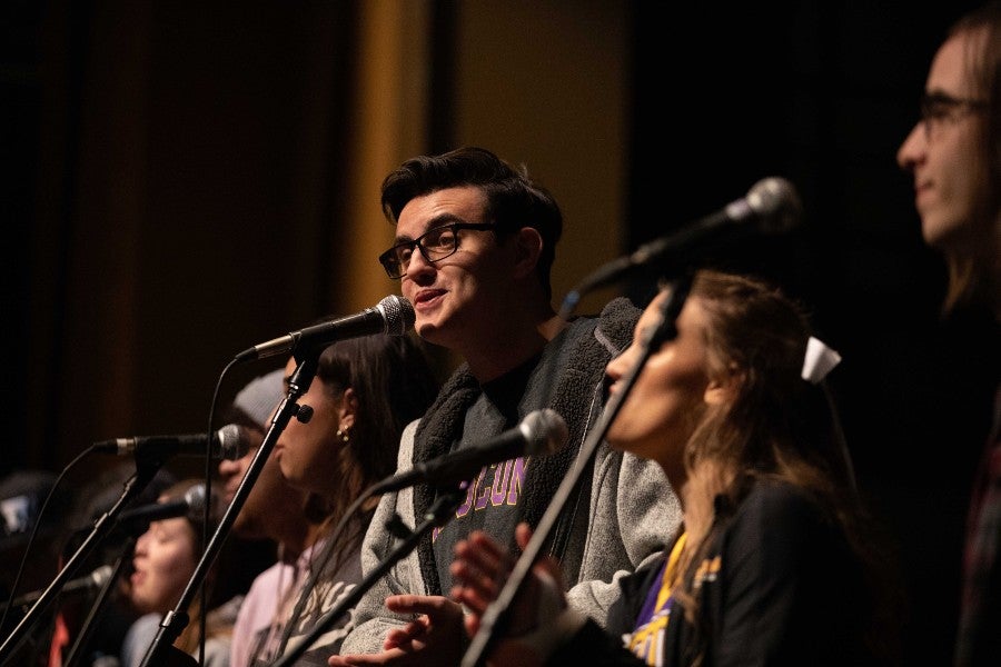 Members of Sanctuary during a performance