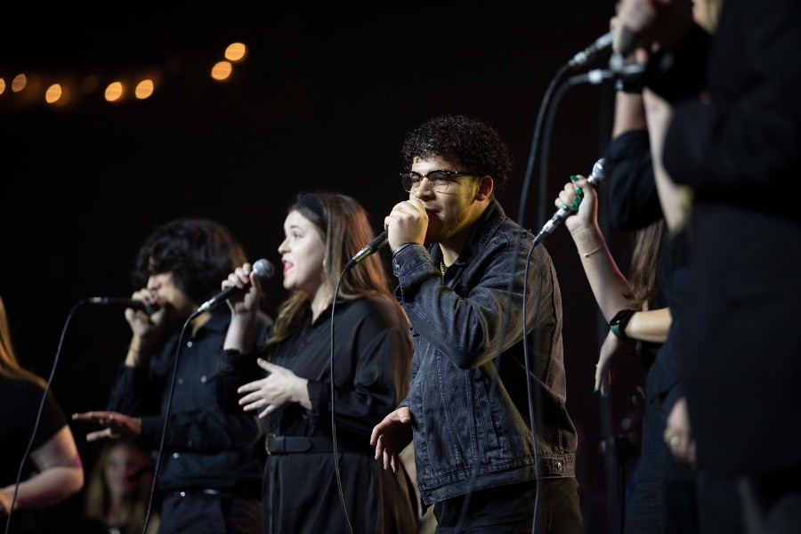 Members of Sanctuary during a performance