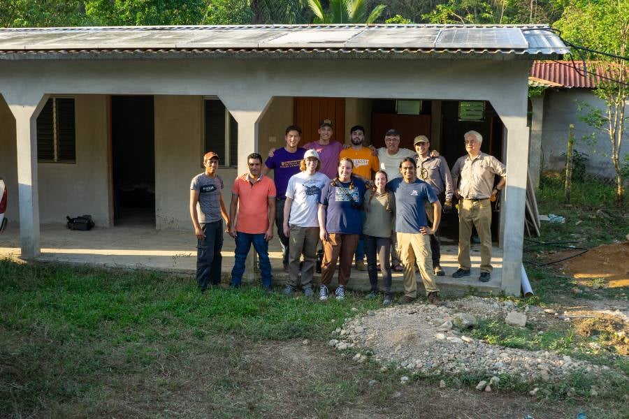 This team of Lipscomb engineers installed solar panels at the La Llorona clinic.