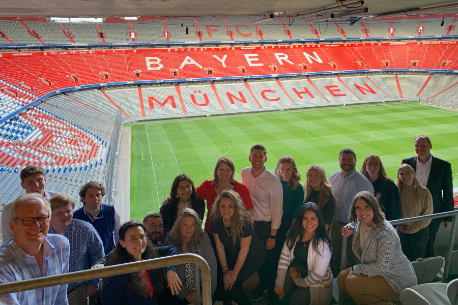 MBA students met with SAP leadership in Germany and were guests in the company's suite in Allianz Arena.