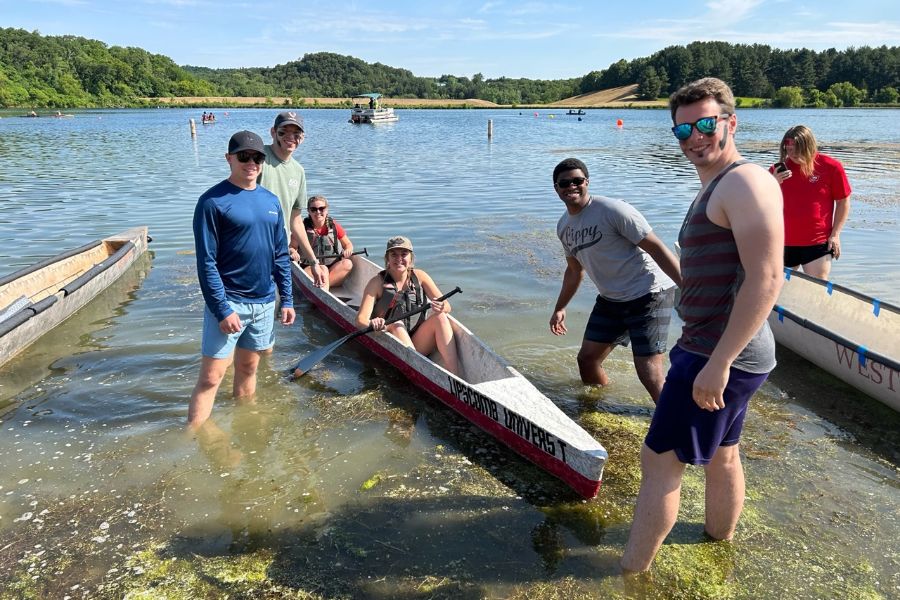 Students at the Concrete Canoe Competition