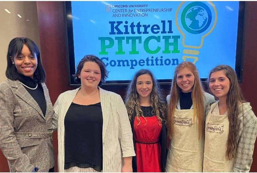 Students pose for a picture after Kittrell Pitch Competition