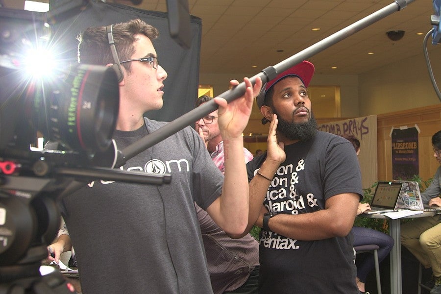 Spencer Glover and crew filming Konichiwa Kid on Lipscomb's Campus