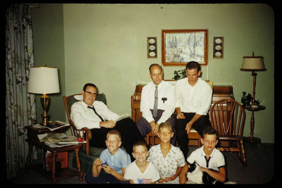 Ira North and Charles Chumley at the Kelley home in the late 1950's to early 1960's