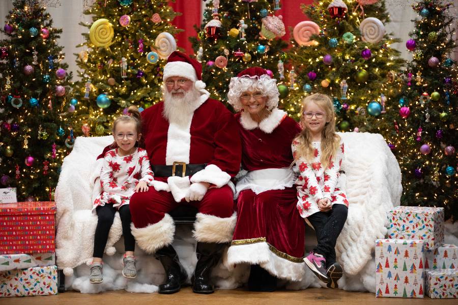 Two girls with Santa 