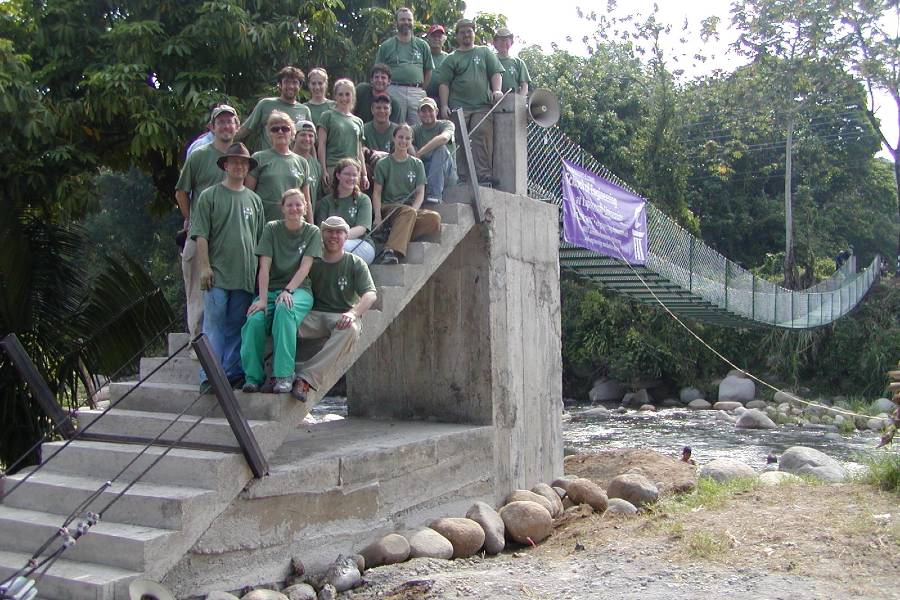 Student team posing on bridge in Guatemala in 2006