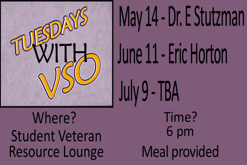 Tuesday with VSO hosts May 14 with guest Dr. Emily Stutzman, June 11 with guest Eric Horton, and July 9 with guest TBA