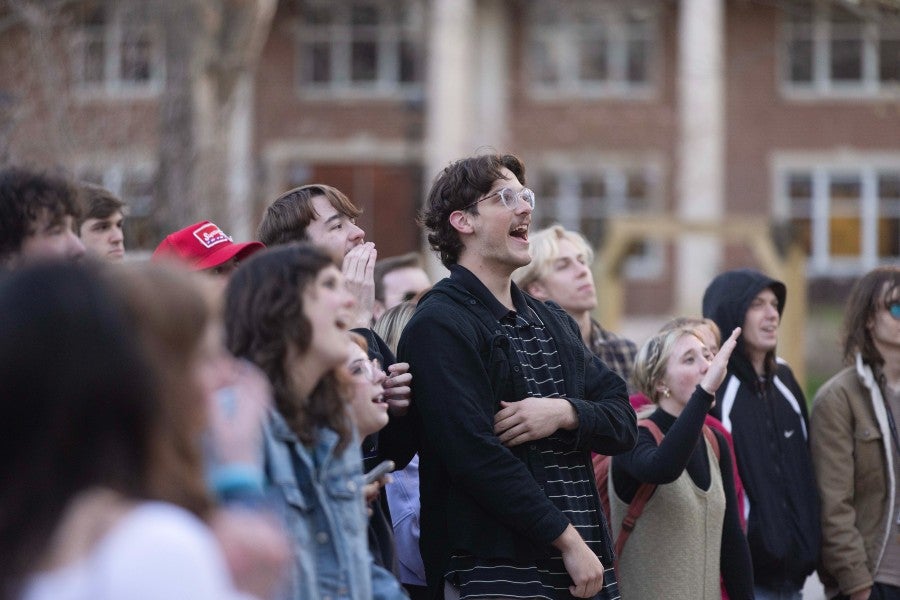 Students cheering at Wild Bisons Festival concert