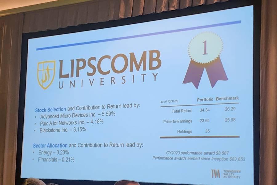 Finance students take top honors at TVA Investment Challenge