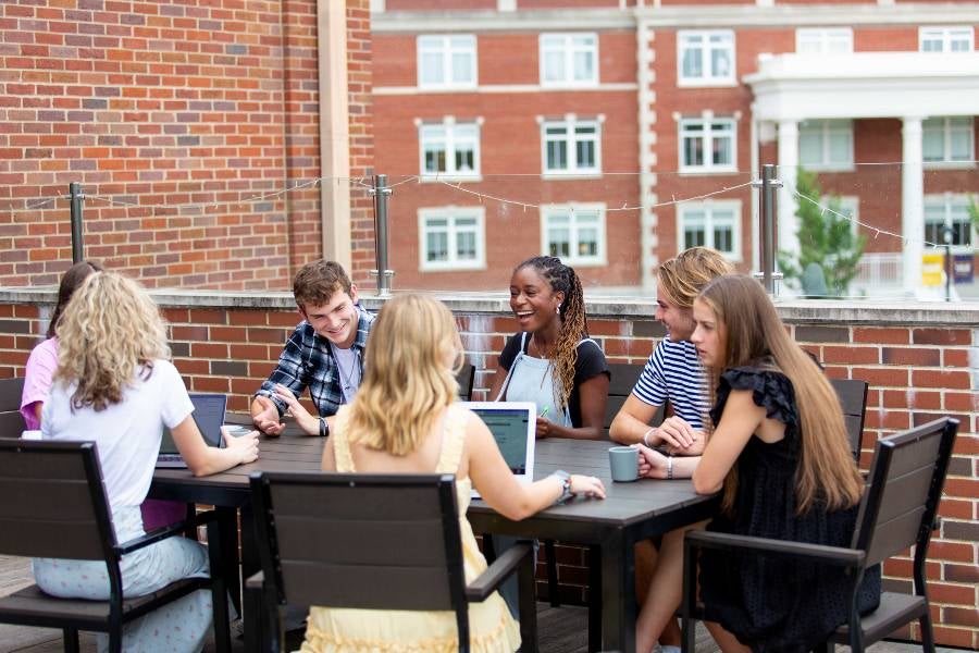 Students enjoying the outdoors on campus.