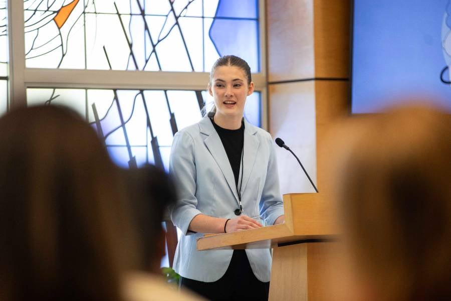 Student making a presentation