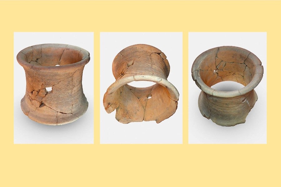 The 3-D digital image of the jar holder, as seen from three different angles