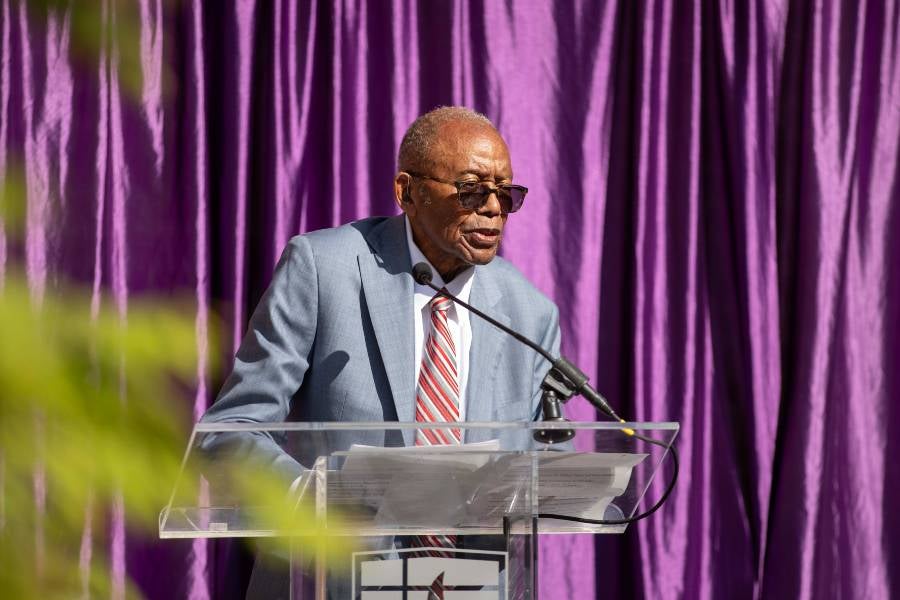 Civil rights attorney Fred D. Gray speaks at the ceremony.