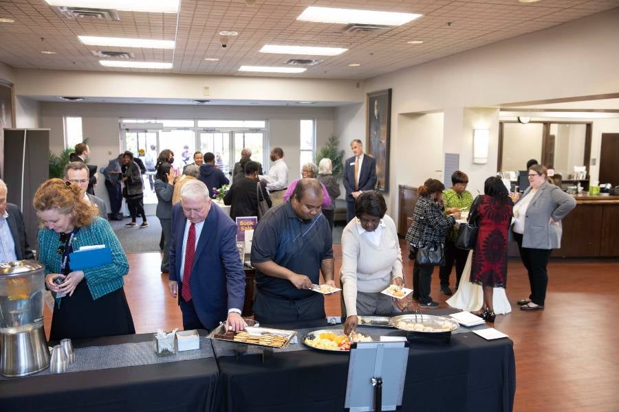 The reception held in Beaman Library after the dedication ceremony.
