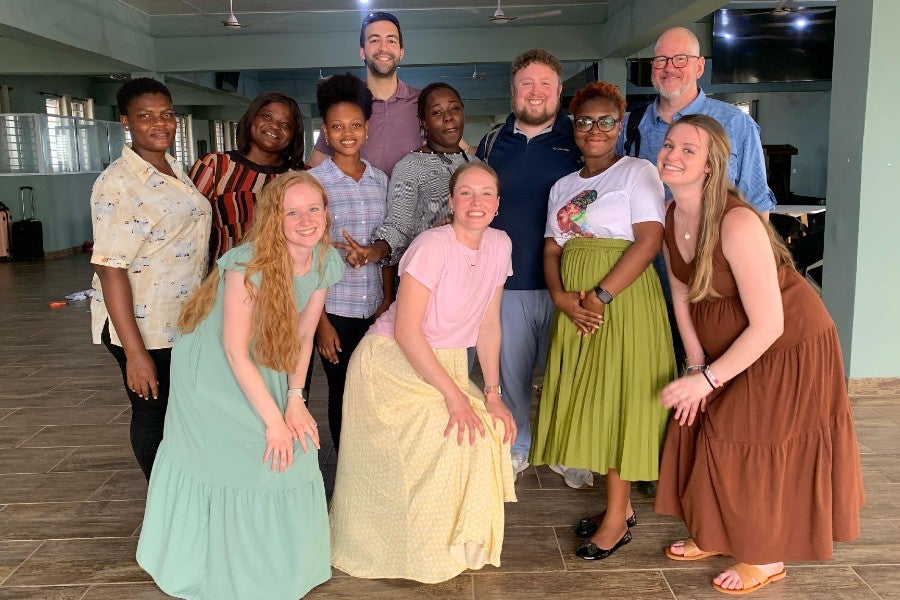 The mission team posing with Pearl House staff