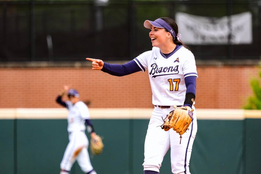 Elise Shewmaker on the softball diamond.
