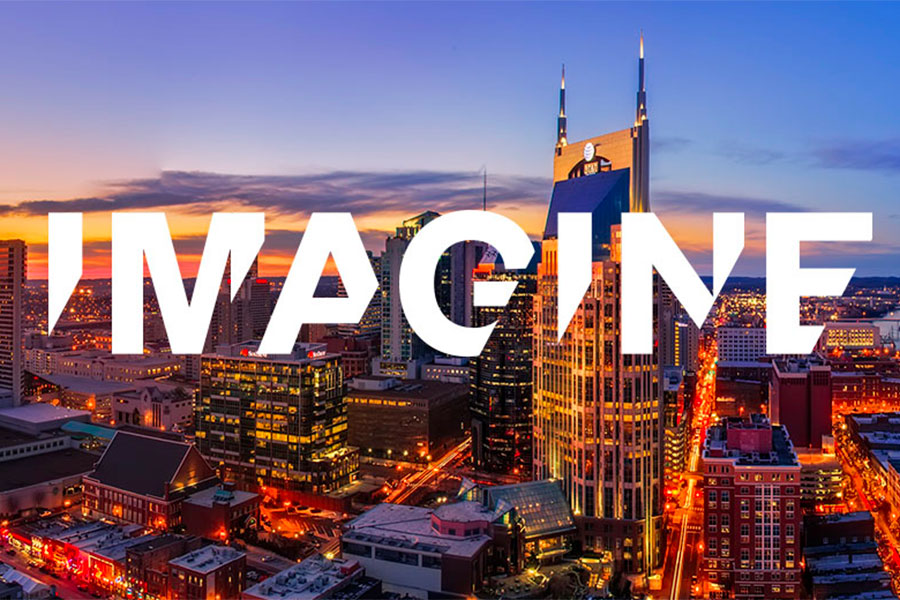 Image of Nashville skyline with the word Imagine superimposed.
