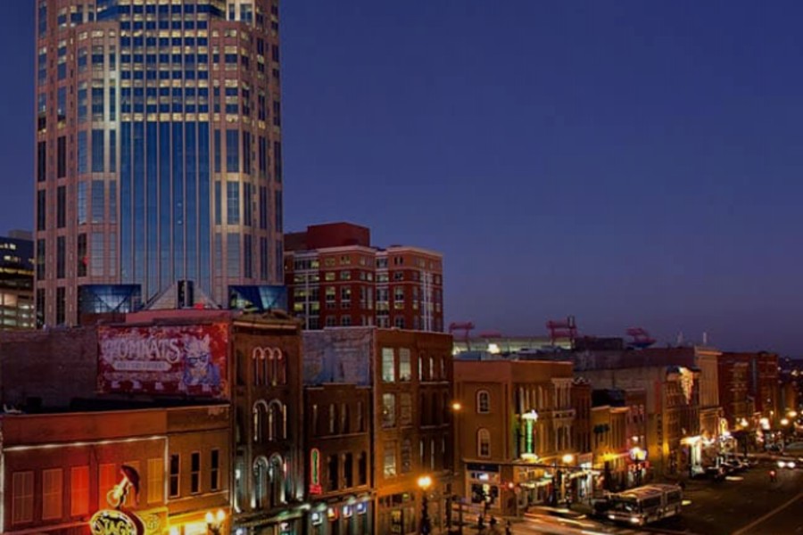 Downtown Nashville at night