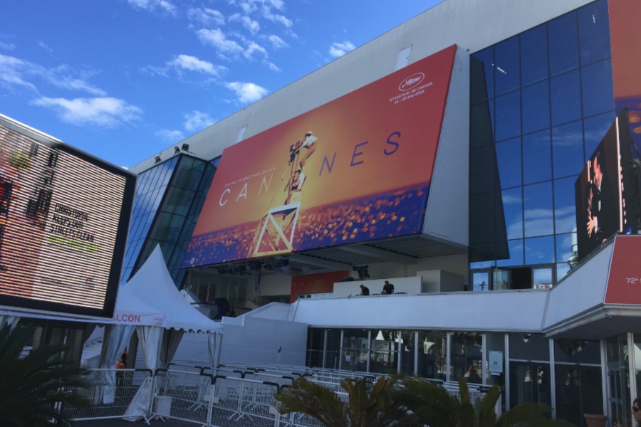 Cannes Film Festival billboard sign on building