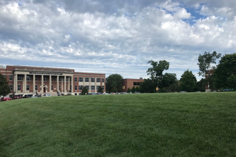Burton Health Sciences Building from the quad view
