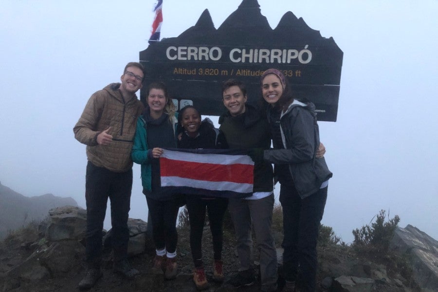 Group of students at the summit of Mount Chirripó.