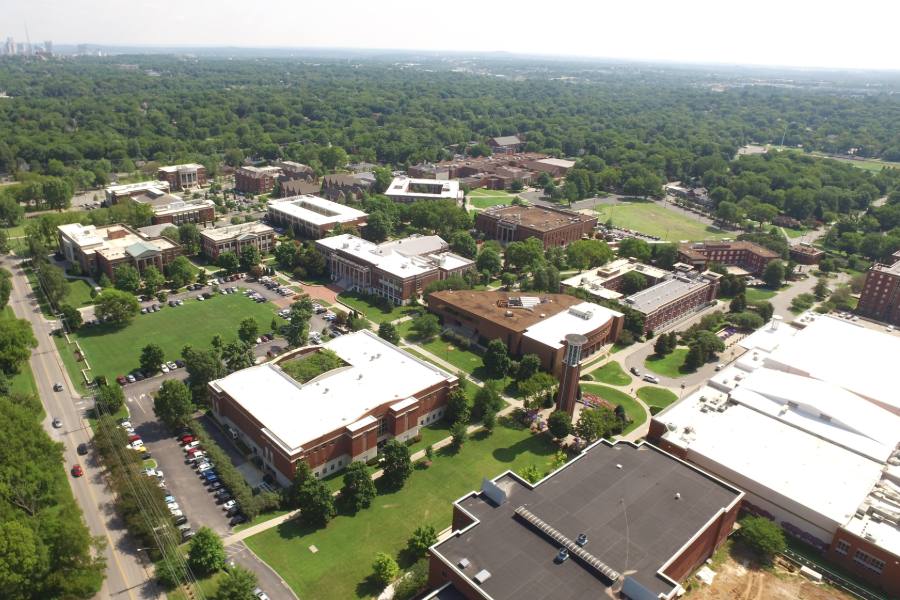 Aerial view of the Lipscomb campus.