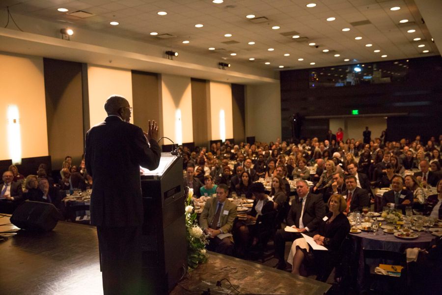 Fred D. Gray speaks at a recent dinner