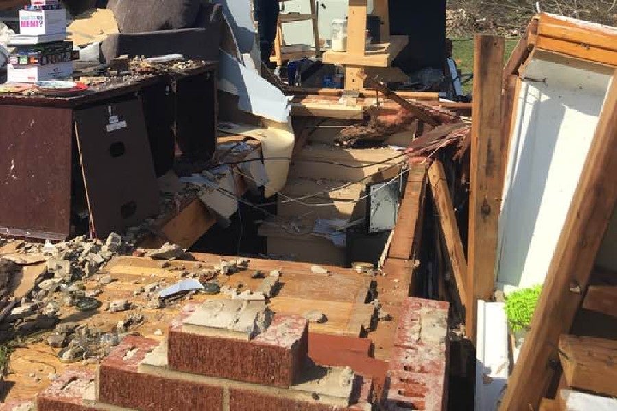 Picture of a house destroyed by a tornado