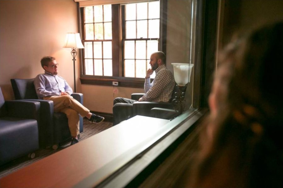 Justin Briggs in a counseling session at Lipscomb Family Therapy Center
